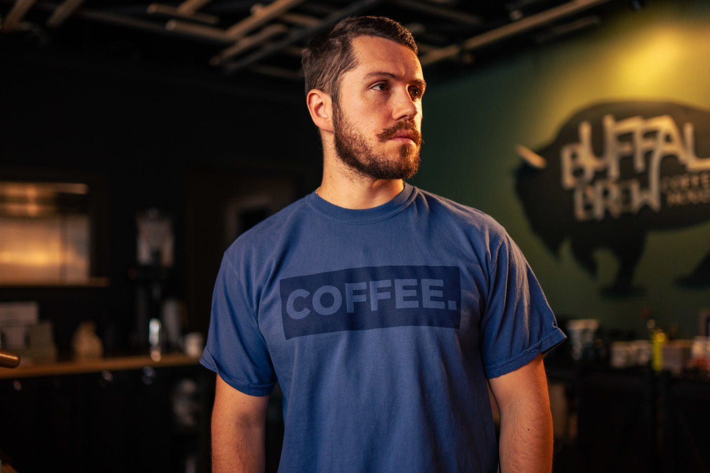 "COFFEE" Shirt Blue on Blu