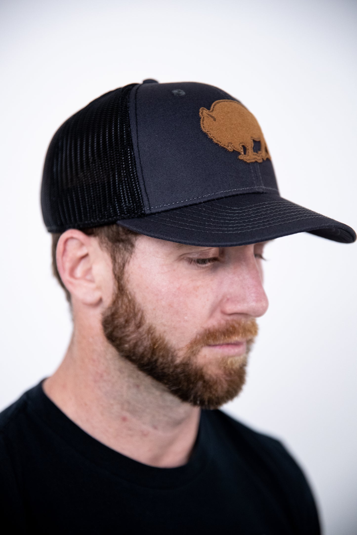 Buffalo Brew Patch Hat Tan and Navy